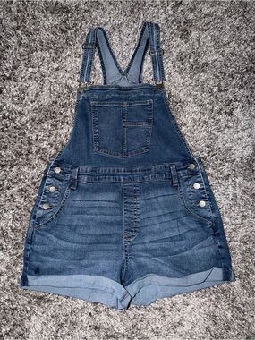 NOBO Blue Denim Short Overalls - Women's Rolled Hem